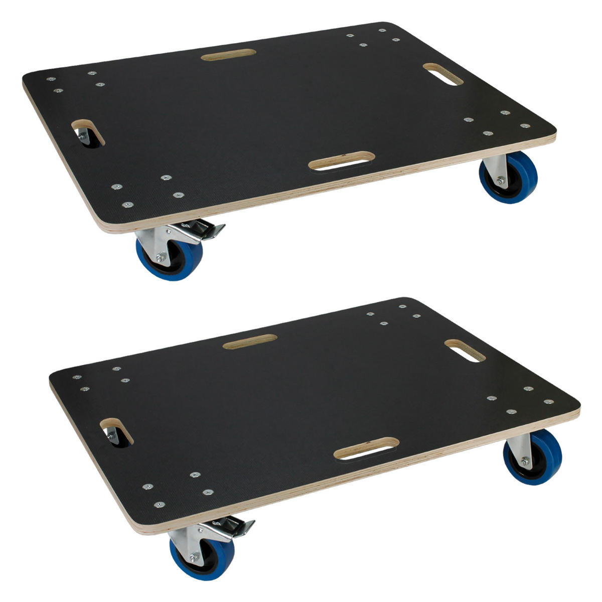 TRANSPORTROLLER 2er Set mit 4 Rollen 2 mit Bremsen 60x80 cm Traglast 800kg Siebdruck Holzplatte Black - Dunkelgrau, Holzwerkstoff (60/80/14.5cm) - ECD-Germany