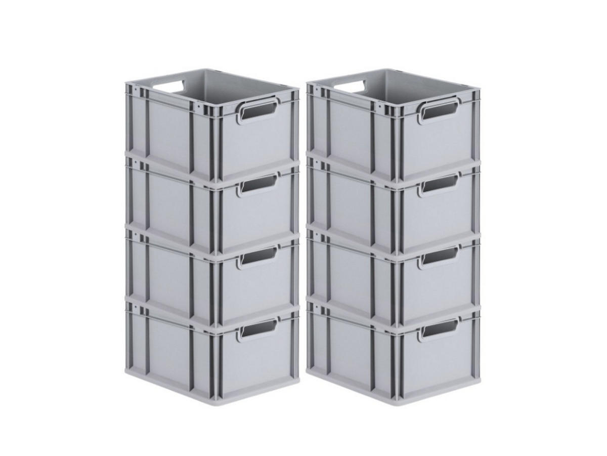 EUROBOX 8x Nextgen Economy Griffe Offen 22x30x40cm 20 Liter - Grau, Kunststoff (30/22/40cm) - PROREGAL