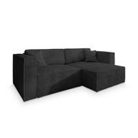 ECKSOFA NERIO P Schwarz Kordstoff mit Schlaffunktion - Schwarz, Holz (245/148cm) - MASSENO