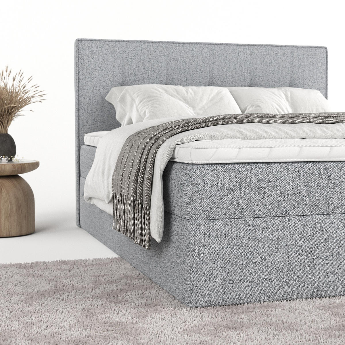 BOXBETT Mireo 140/200 cm Grau im Riva Stoff - Schwarz/Grau, Holz/Holzwerkstoff (140/200cm) - AltaBeds