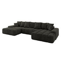 WOHNLANDSCHAFT ENSI-U - 353x164x88 cm Schwarz - Schwarz, Holzwerkstoff/Kunststoff (357/69/164cm) - ALTDECOR