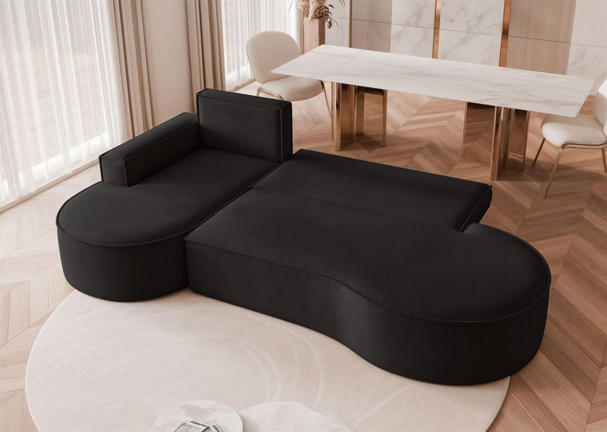 ECKSOFA Arlet Mit Schlaffunktion - Schwarz, Holzwerkstoff/Textil (277/156cm) - Fun Möbel