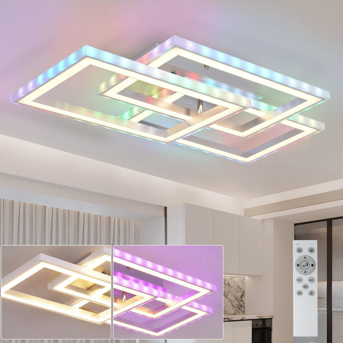 LED-DECKENLEUCHTE Lieselotte 54/34/9 cm - Weiß, Metall (54/34/9cm) - Nettlife
