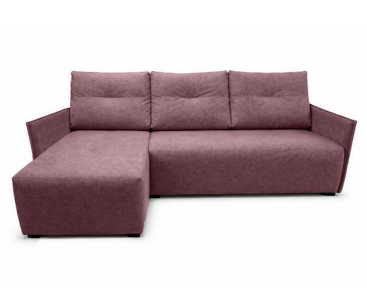 ECKSOFA L Form Damascus Rosa 212/143/88 cm Links mit Schlaffunktion - Schwarz/Rosa, Kunststoff/Textil (143/212cm) - AX Living