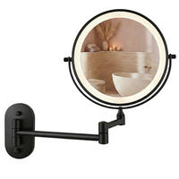 SPIEGEL Rea Led Glow Black - Schwarz, Glas (43/30/3cm) - REA