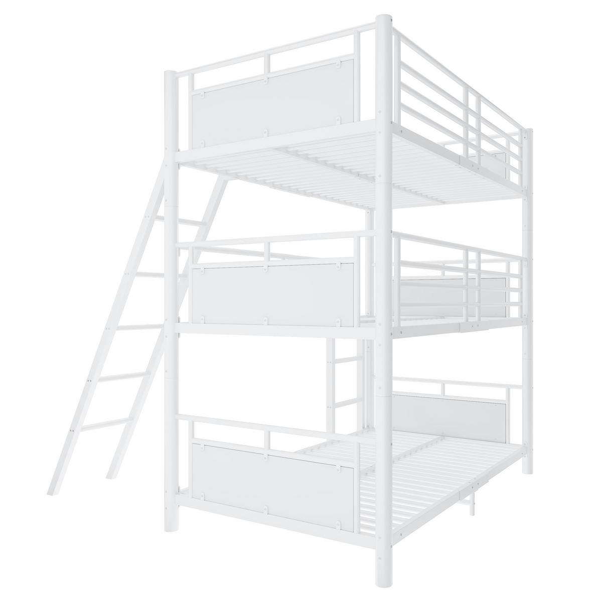 ETAGENBETT 90/200 cm mit 3 Schlafplätzen, DE-41597, in Weiß - Weiß, Metall (90/200cm) - ComfortXL