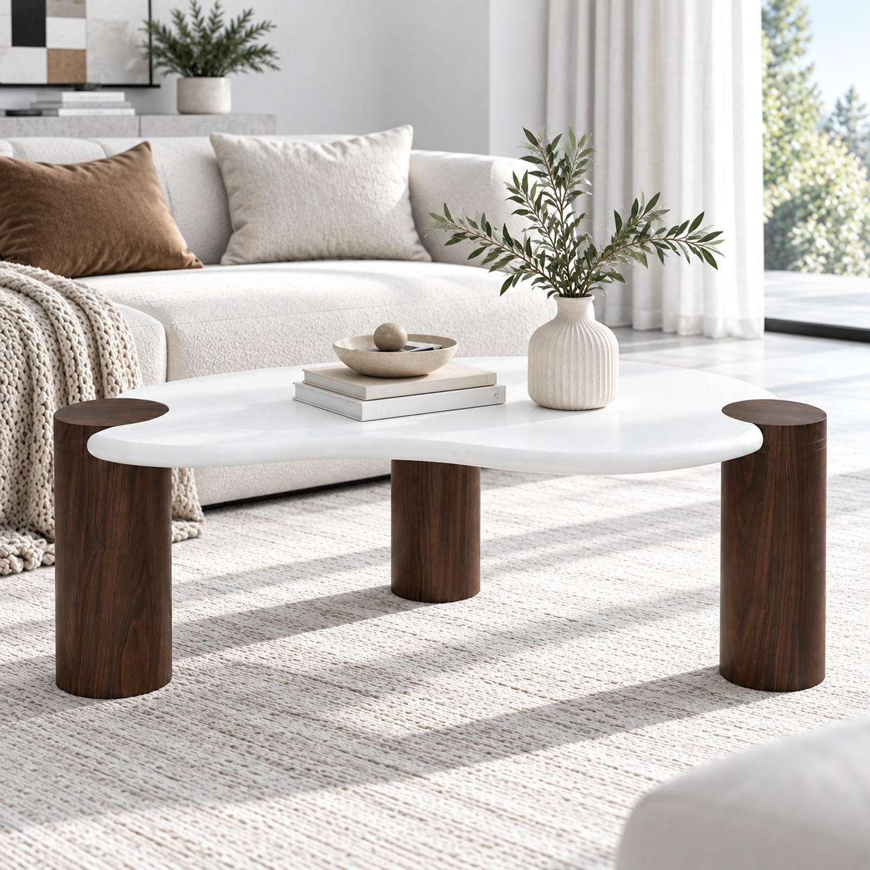 Hometopia Couchtisch Weiß 90x35.5x49 cm