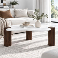 COUCHTISCH Holz 90 × 49 × 36 cm, Memphis-Stil, Walnussoptik - Weiß, Holzwerkstoff (49/90/35.5cm) - Hometopia