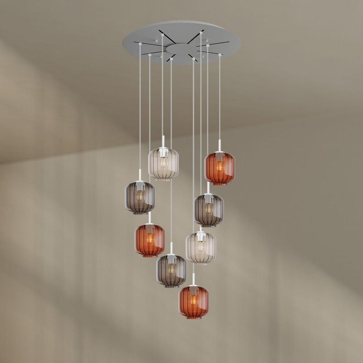 GALERIELEUCHTE Velo 8-flammig Mehrfarbig Ø 20cm - Multicolor/Weiß, Glas (20/20/20cm) - s.luce
