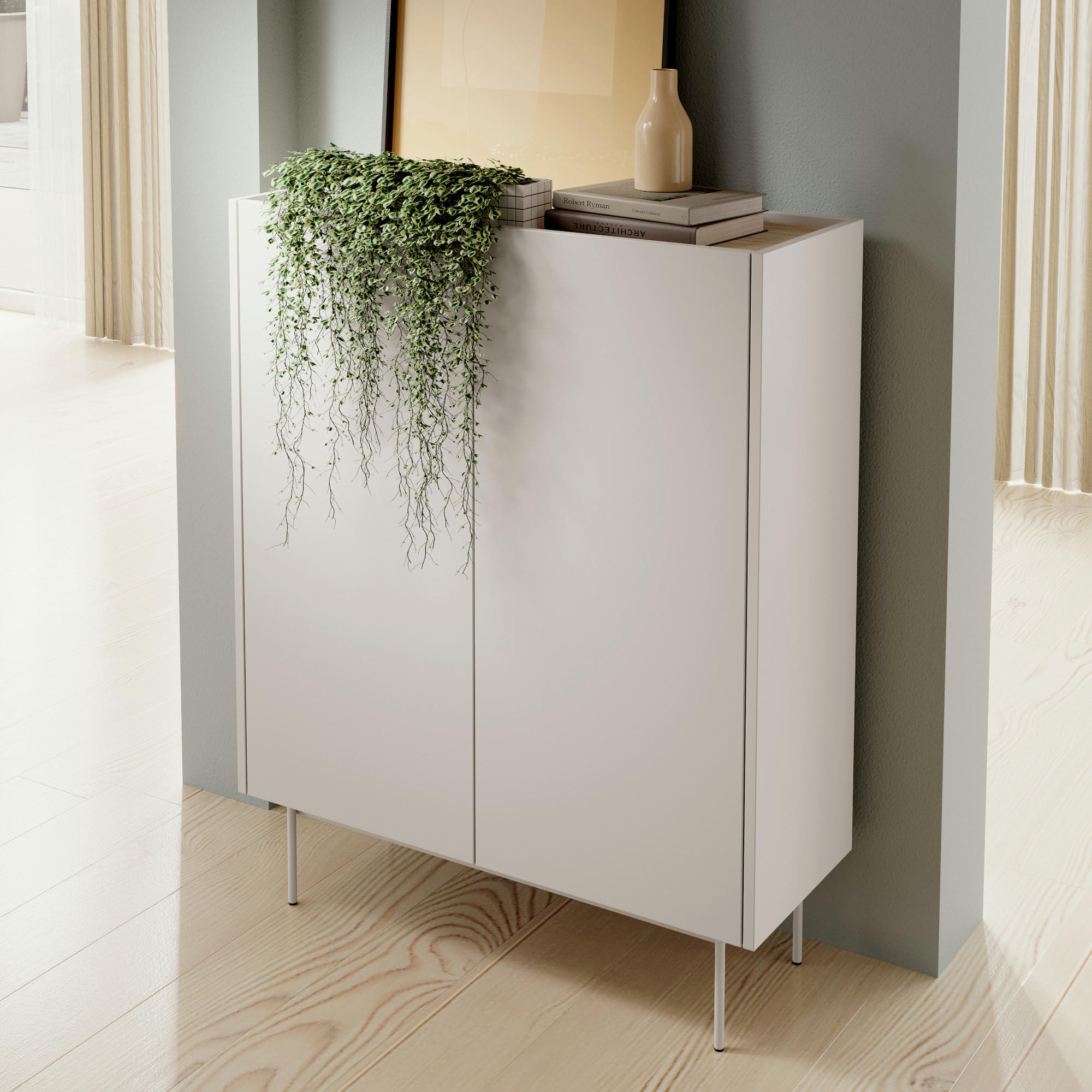 SIDEBOARD KELOWNA KOM2-2D System der leisen Schließung der Fronten, Kaschmir - Kaschmir, Holzwerkstoff/Kunststoff (97/122/37cm) - Komodee