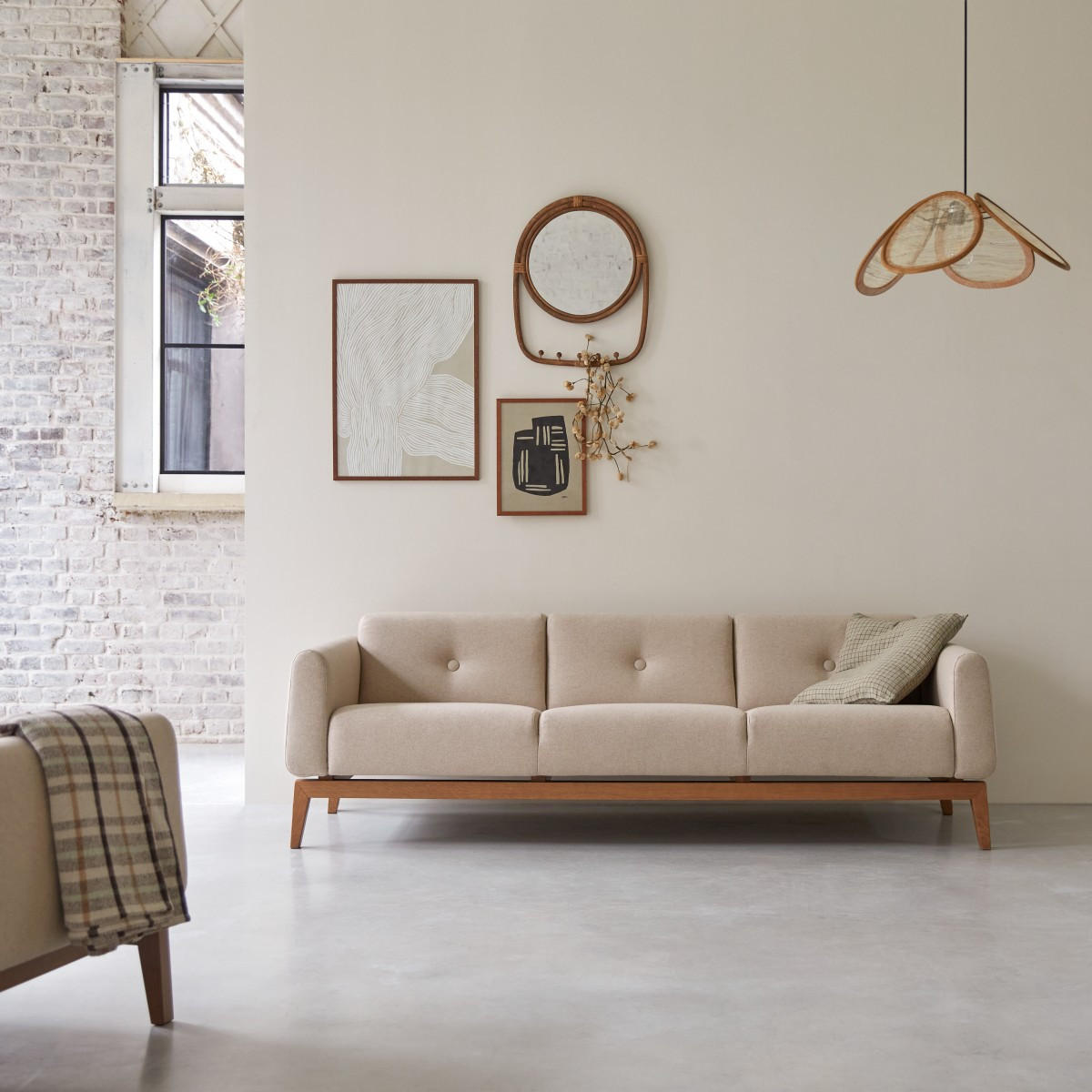 SOFA Bjorn Beige aus Stoff - Beige, Textil (220/69/82cm) - Tikamoon