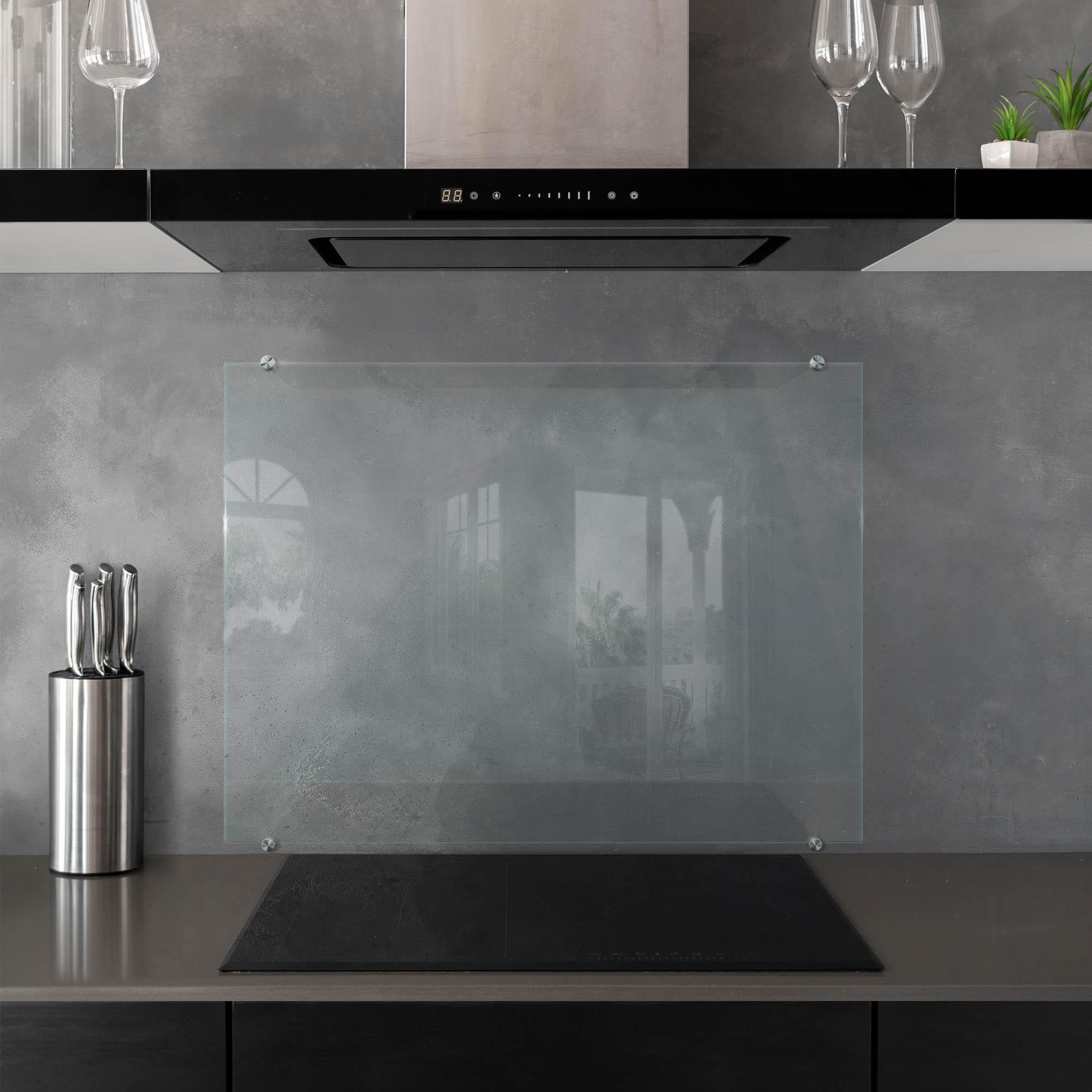 KÜCHENRÜCKWAND 80 x 60 cm Transparente Glasplatte - Transparent, Glas (80/60/0.4cm) - TULUP