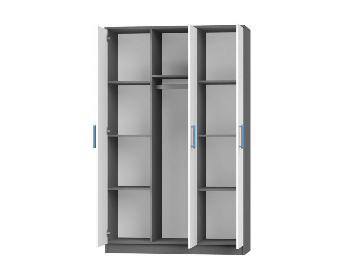 KINDERKLEIDERSCHRANK INGE 19 120/192/50 cm Weiß+Grau/Rosa - Weiß/Rosa, Holzwerkstoff (120/192/50cm) - Deine Möbel 24