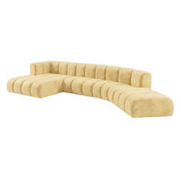 ECKSOFA Modulares In L-Form, Velvet-Stoff Riviera, Buttergelb, Links, GRAND Round - Hellgelb, Holz (445/179cm) - Kaiser Möbel