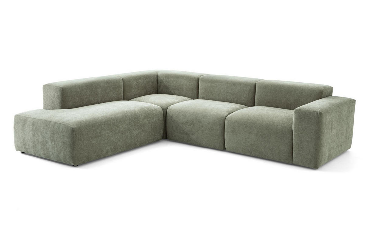 4-SITZER modulares Ecksofa HEAVEN SET 2 Links, Breite 300 cm Webstoff Grün - Schwarz/Grün, Holz/Kunststoff (300/245cm) - Muffo