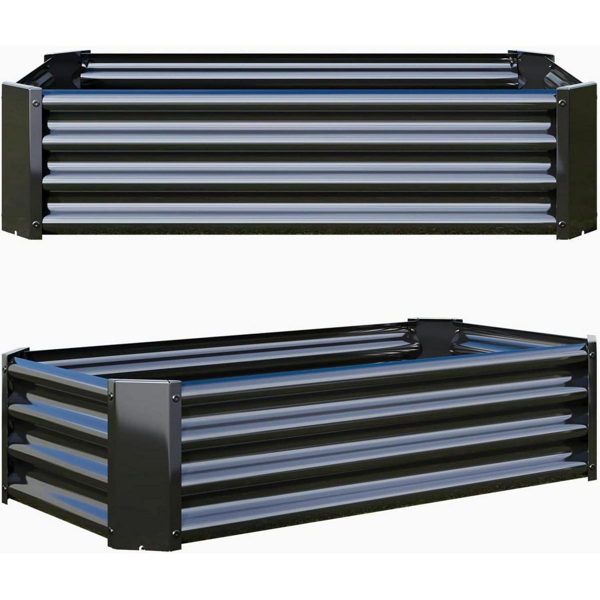 HOCHBEET-SET Metall Schwarz 120 x 60 x 30 cm - Schwarz, Metall (60/30/120cm)