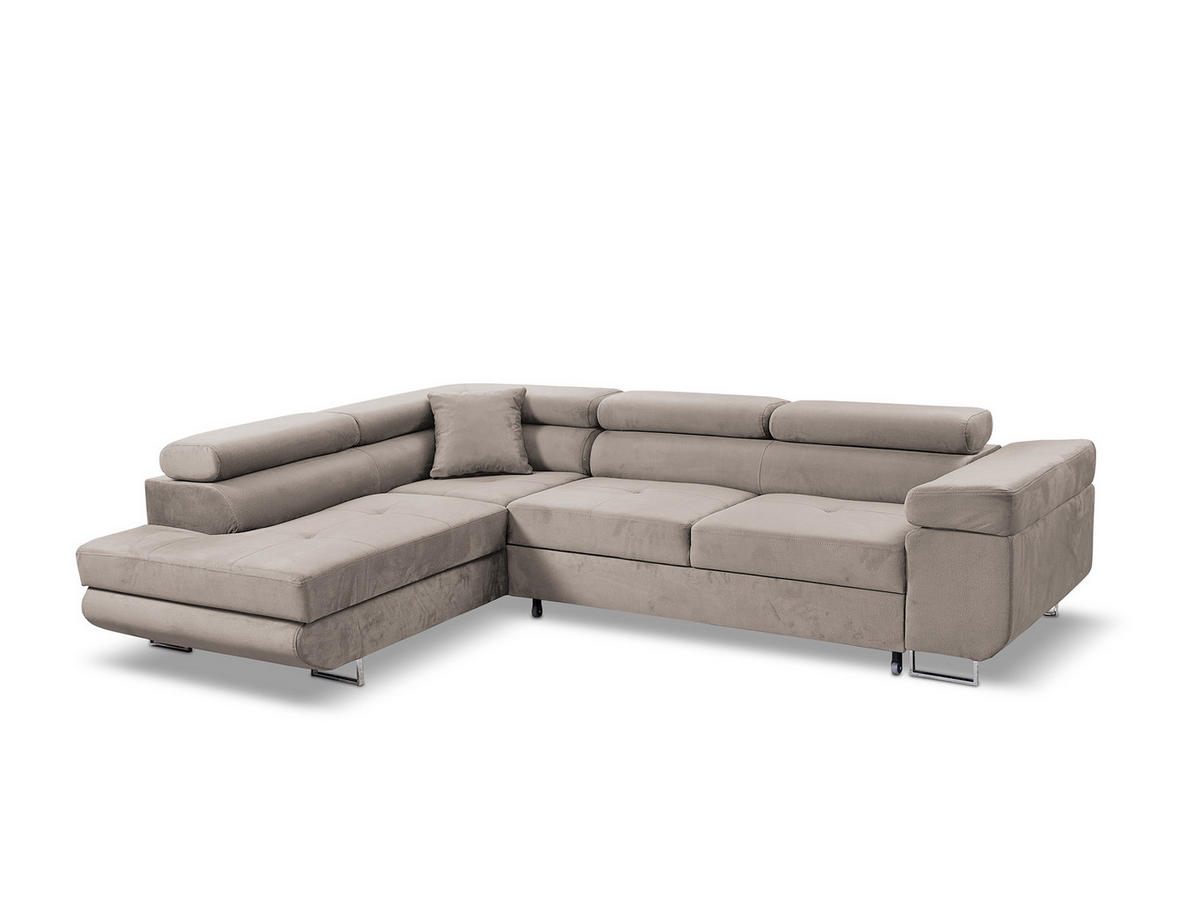 ECKSOFA Marlene III L-Form mit verstellbaren Kopfstützen Schlaffunktion Bettkasten 271 cm links beige - Beige, Kunststoff (271/202cm) - Margaret Hadas24