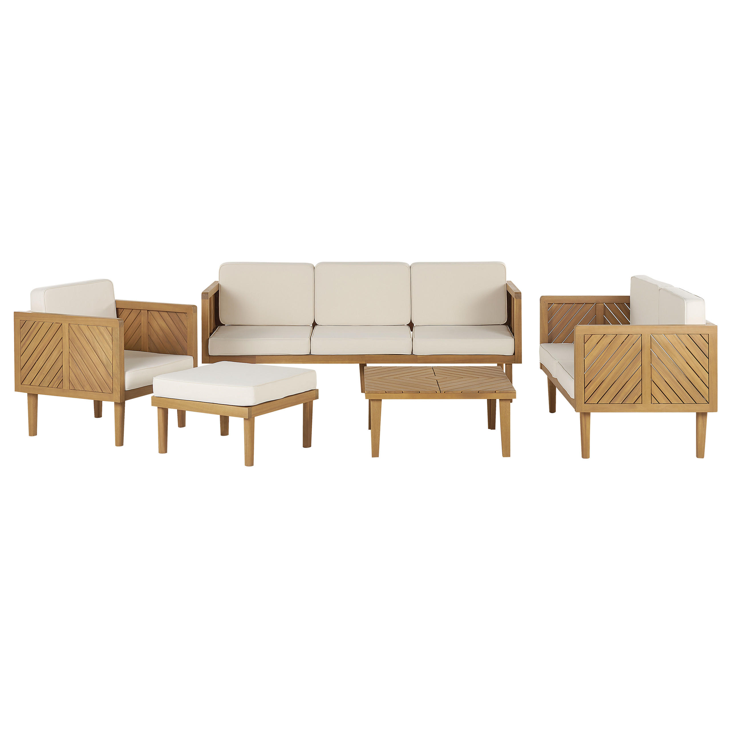 LOUNGE-SET 6-sitzer Akazienholz Hellbraun Baratti - Hellbraun, Holz - Beliani