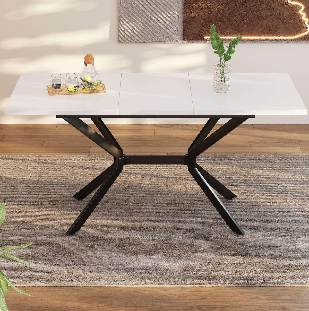 ESSTISCH 160/75/80 cm weiß mit höhenverstellbaren Metallbeinen - Weiß, Holzwerkstoff (160/75/80cm) - OKWISH