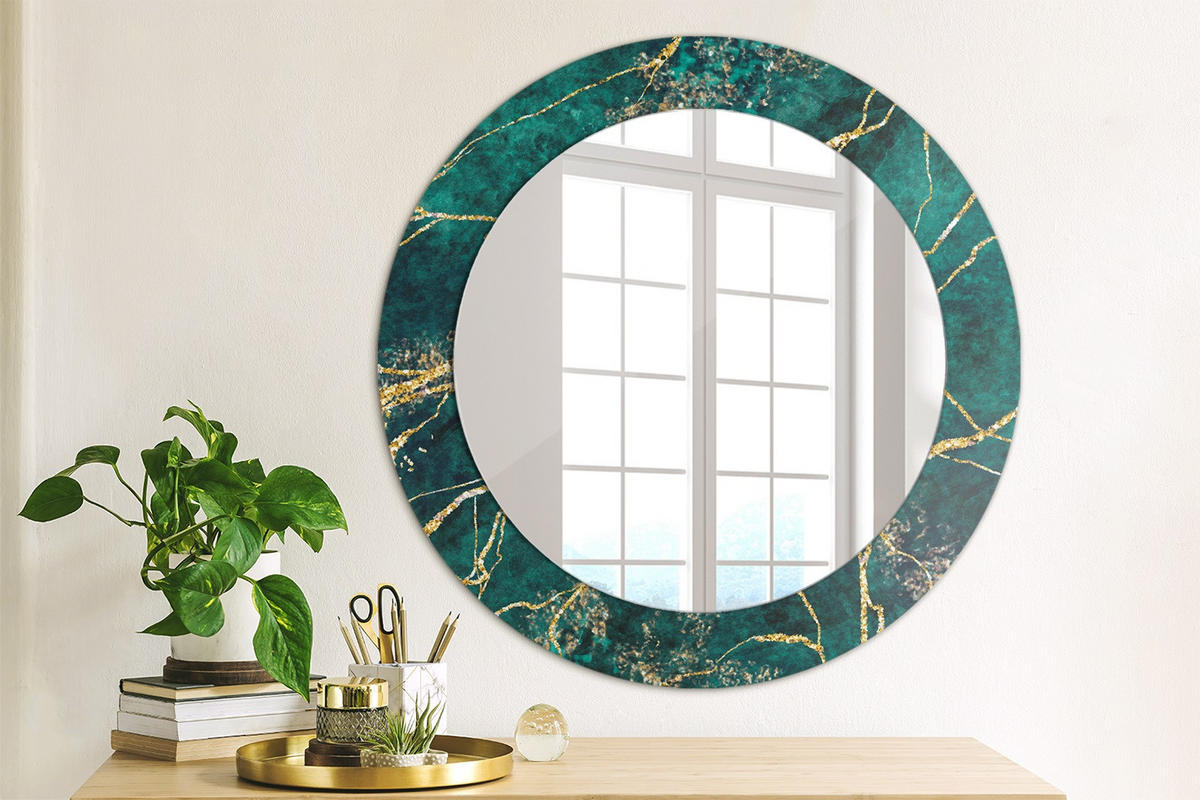 SPIEGEL Ø60 cm Rund mit Aufdruck - Türkis, Glas (60/60/0.4cm) - TULUP