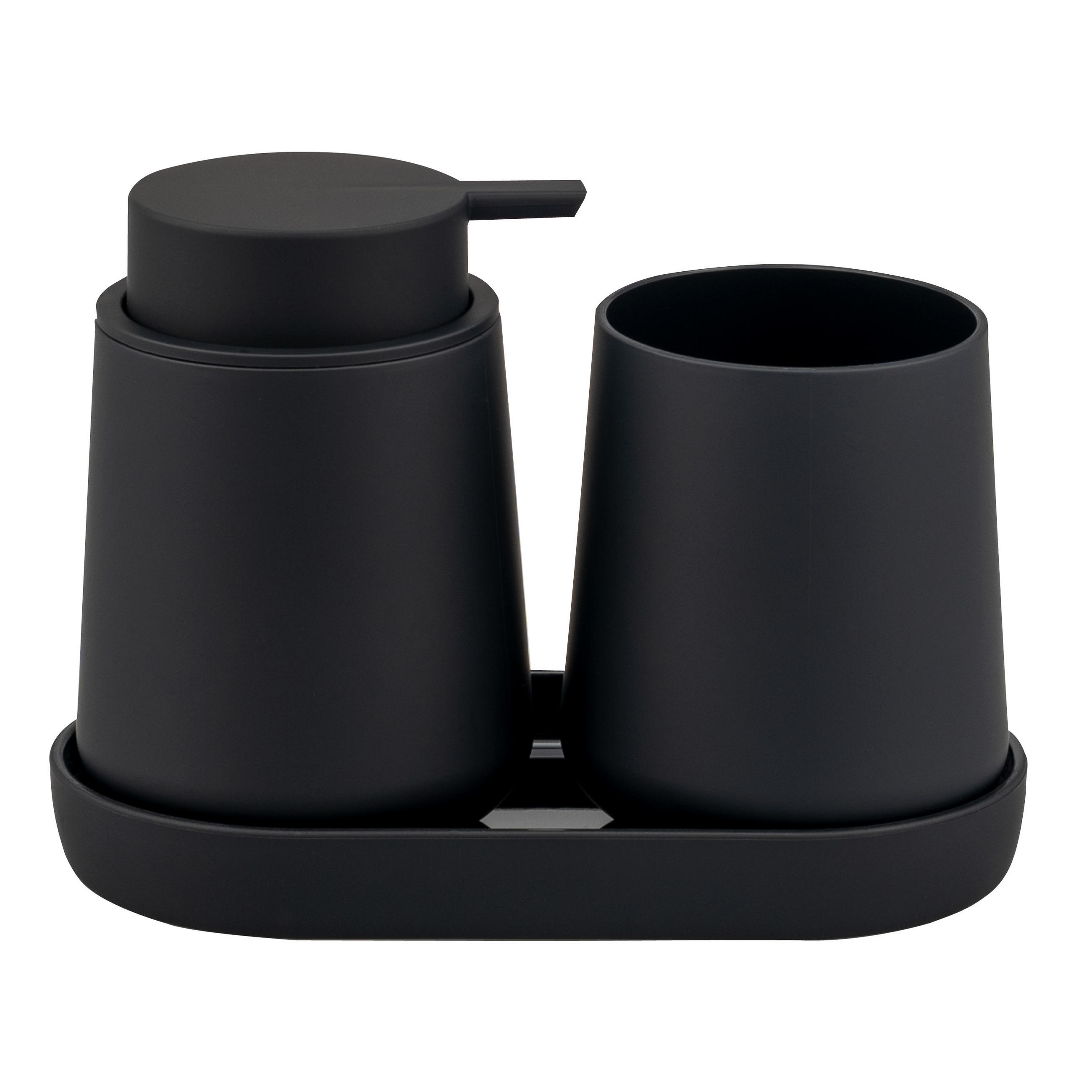 eluno Bad-Accessoires-Set Schwarz 18.5x13.5x10 cm