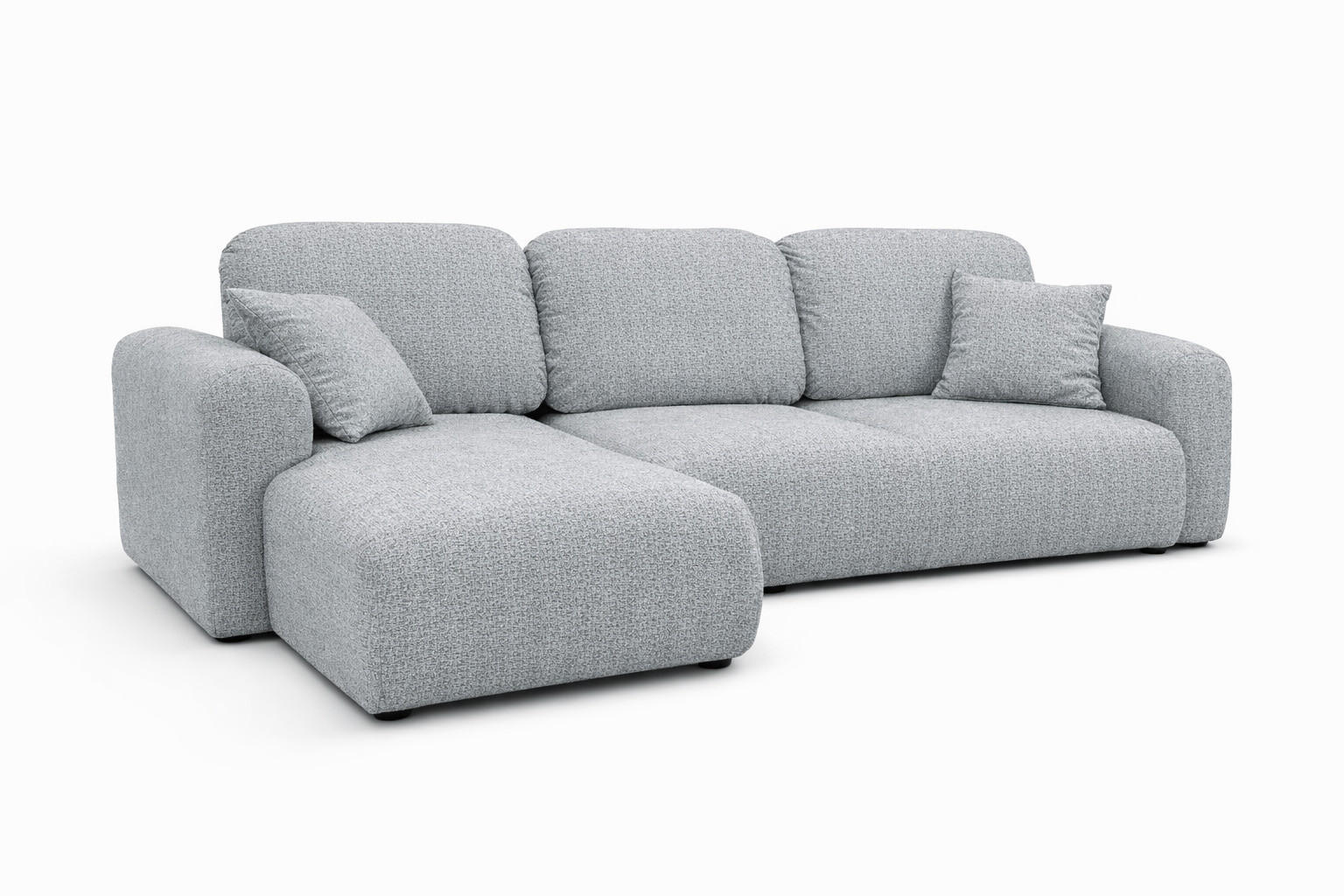 ECKSOFA Mit Schlaffunktion Und Bettkasten, Sofa L-Form Bingo L, Chenille-Stoff Artico, Cement, Links - Hellgrau, Holz (250/142cm) - Kaiser Möbel