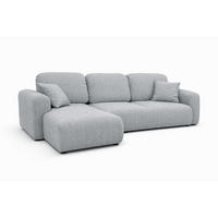 ECKSOFA Mit Schlaffunktion Und Bettkasten, Sofa L-Form Bingo L, Chenille-Stoff Artico, Cement, Links - Hellgrau, Holz (250/142cm) - Kaiser Möbel