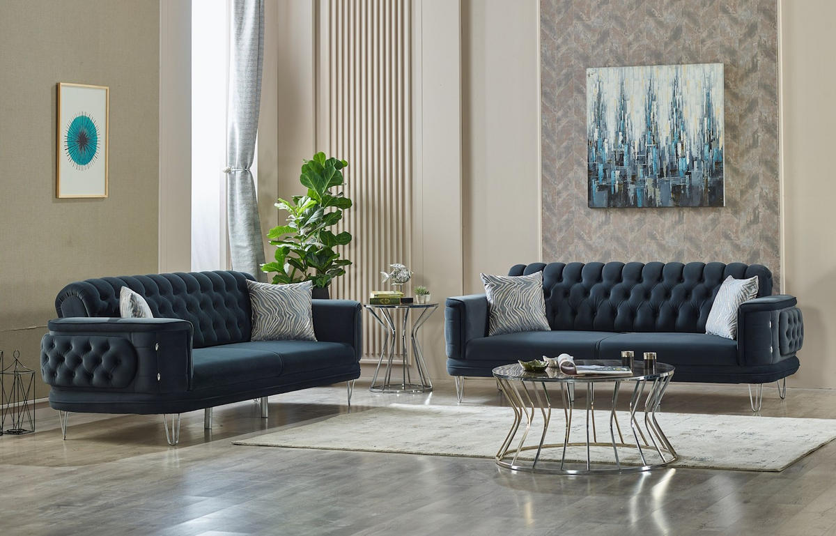 SITZGARNITUR Carlo Anthrazit Stellvariante:3+3 - Anthrazit, Holz (230/85/95cm) - Villa Möbel