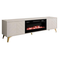 TV-LOWBOARD Xylx 2D EF mit Elektrische Kamin - Beige/Goldfarben, Holzwerkstoff/Metall (184/53/40cm) - MIRJAN24