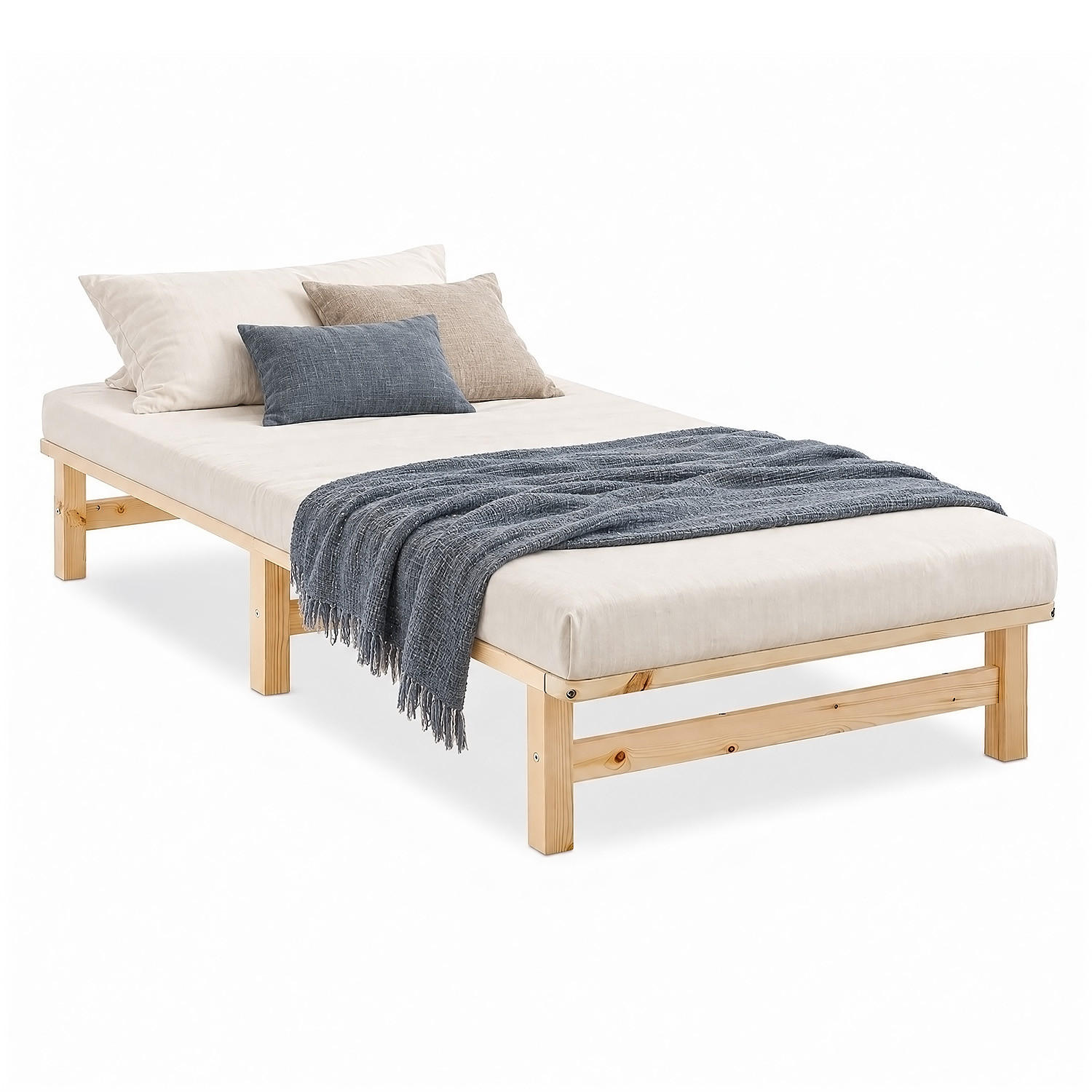 HOLZBETT Palettenbett 90/200 cm natur Lattenrost Massivholz im Paletten-Design - Braun, Holz (90/200cm) - Homestyle4u