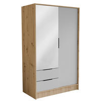 DREHTÜRENSCHRANK CAVA 102/200/51 cm Modern Kleiderschrank 2-türig mit Spiegel Eiche Artisan - Eiche Artisan, Holzwerkstoff (102/200/51cm) - MASSENO