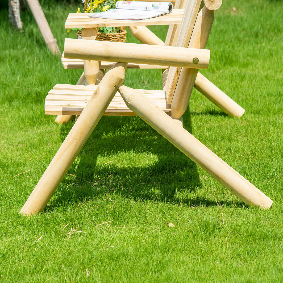 GARTENBANK mit Tisch, Massivholz, Natur, 157 x 88 x 103 cm - Naturfarben, Holz (157/103/88cm) - Outsunny
