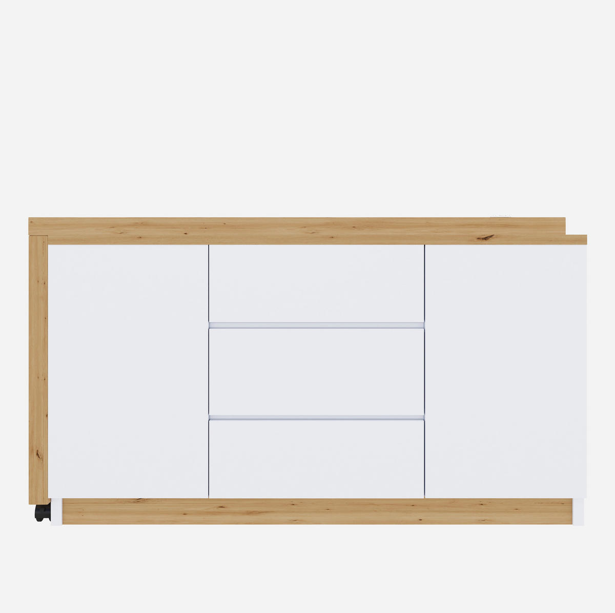 SCHREIBTISCH drehbar & klappbar 120 x 50 cm Weiß/Eiche mit Stauraum - Eichefarben, Holz (120/50/76.5cm) - Meubliv