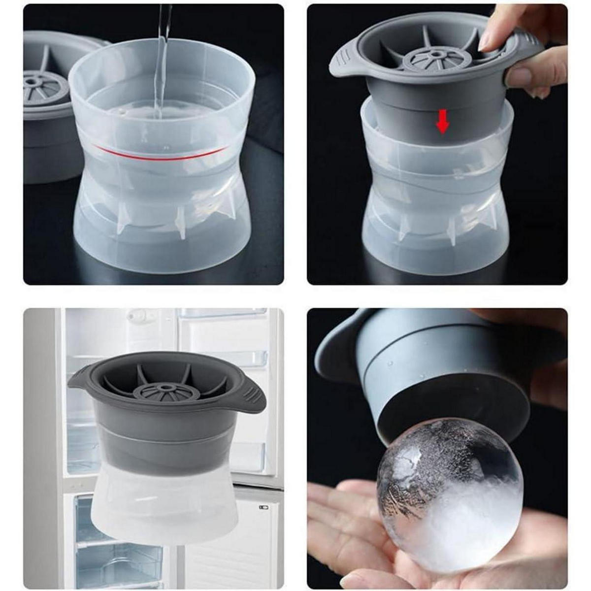 EISWÜRFELFORM 4-teiliges Set 6 cm - Grau, Kunststoff (15/10/21cm)