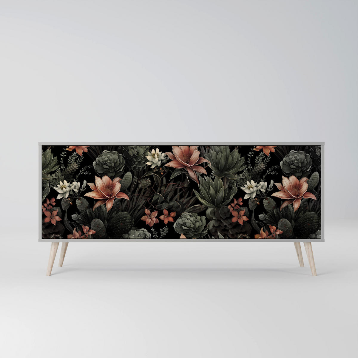 SIDEBOARD SECRET VERDURE, Eicheneffekt, 164,5x42x77,5 cm, 3 Türen - Eichefarben/Buchefarben, Holzwerkstoff/Buchenholz (164.5/77.5/42cm) - SpaceRebels