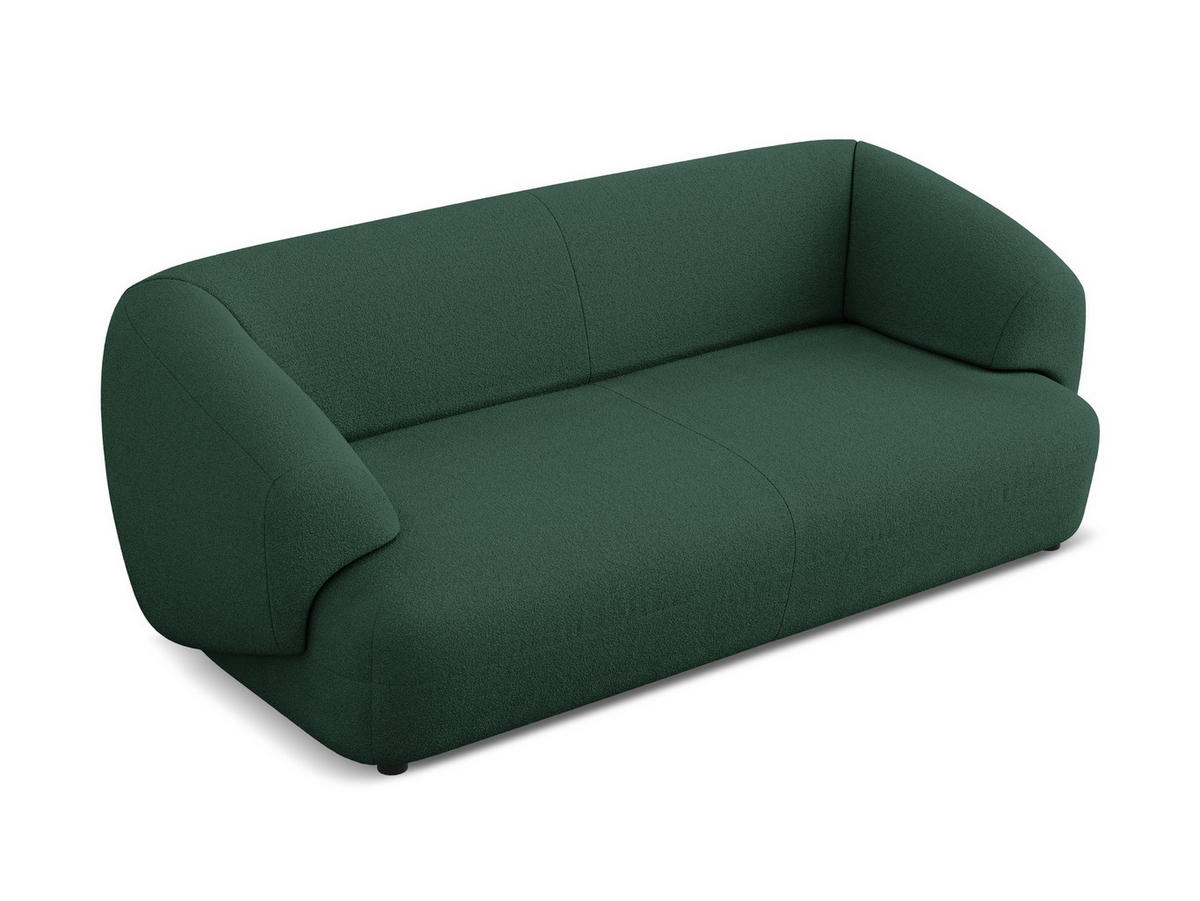 3-SITZER SOFA Bouclé Stoff Grün - Dunkelgrün/Schwarz, Kunststoff/Textil (212/81/98cm) - Makamii