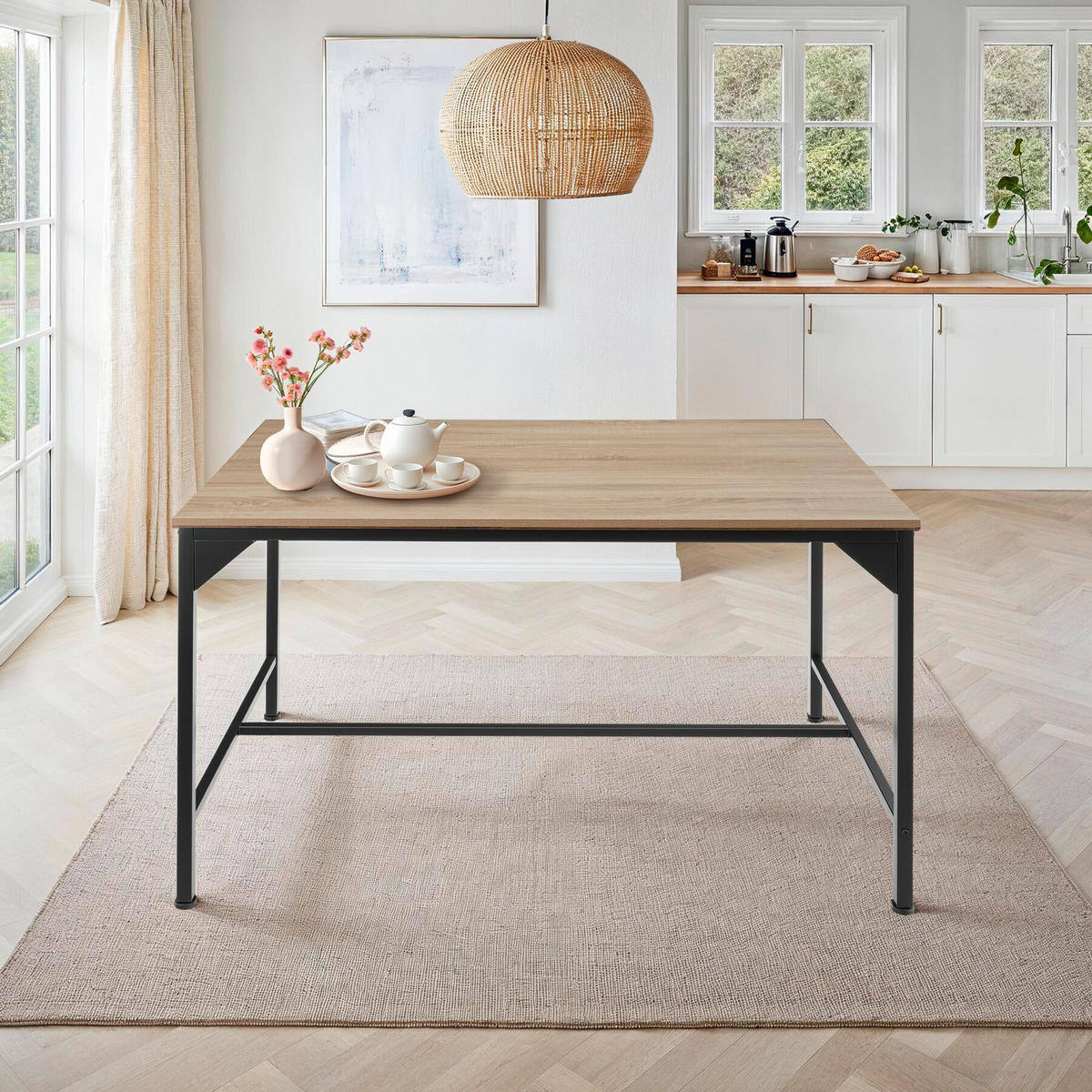 ESSTISCH Belfast,120 x 75 x 75 cm,Industrial Holz hell, Eiche Sonoma - Naturfarben, Holz (120/75/75cm) - tectake