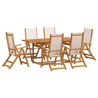 GARTEN-ESSGRUPPE 7Er Set Massivholz Akazie Und Textilene - Braun, Holz - vidaXL