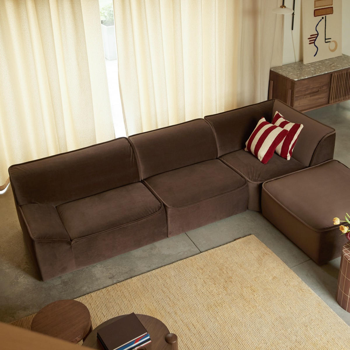 SOFA Quinto Braun aus Stoff - Braun, Textil (315/73/185cm) - Tikamoon