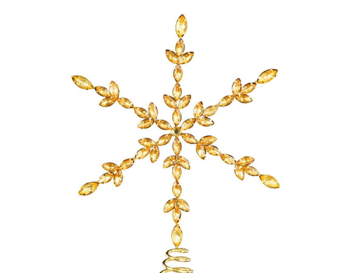 CHRISTBAUMSPITZE Schneeflocke Gold II, 28 cm, Metall - Goldfarben, Metall (17.5/28/17.5cm) - LAALU