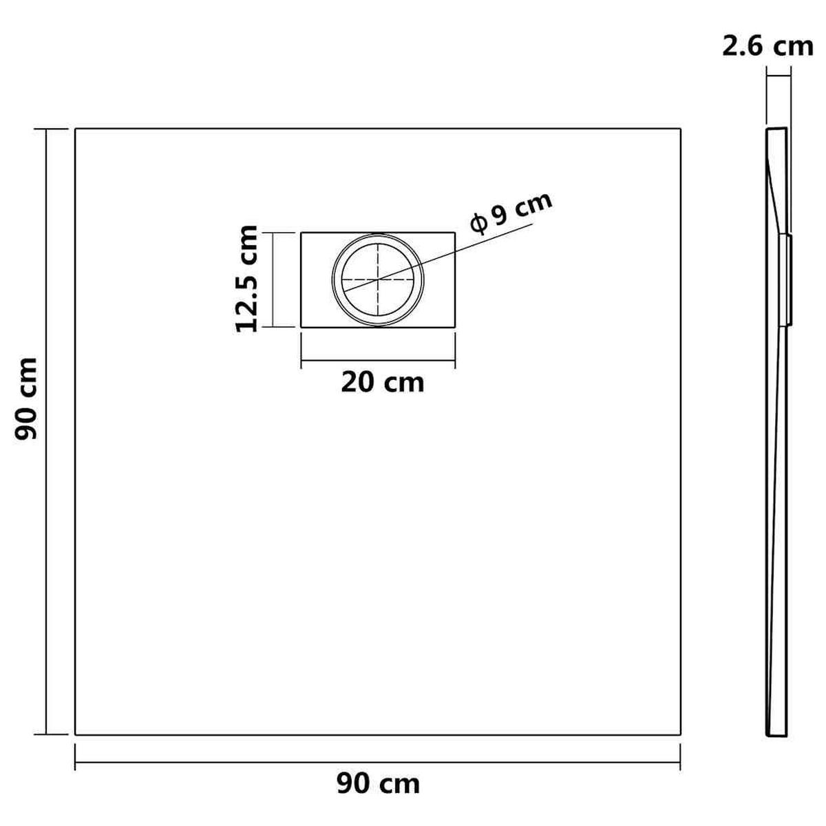 DUSCHWANNE Schwarz 90/90 Cm - Schwarz, Textil (90/2.6/90cm) - vidaXL