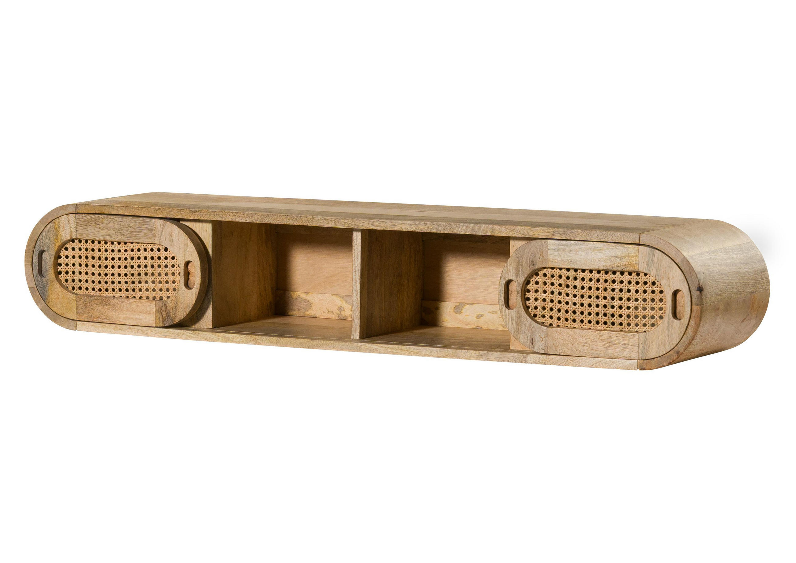 WANDREGAL Mango 120x25x20 natur lackiert VALENCIA #106 - Braun, Holz (120/20/25cm) - Massivmoebel24