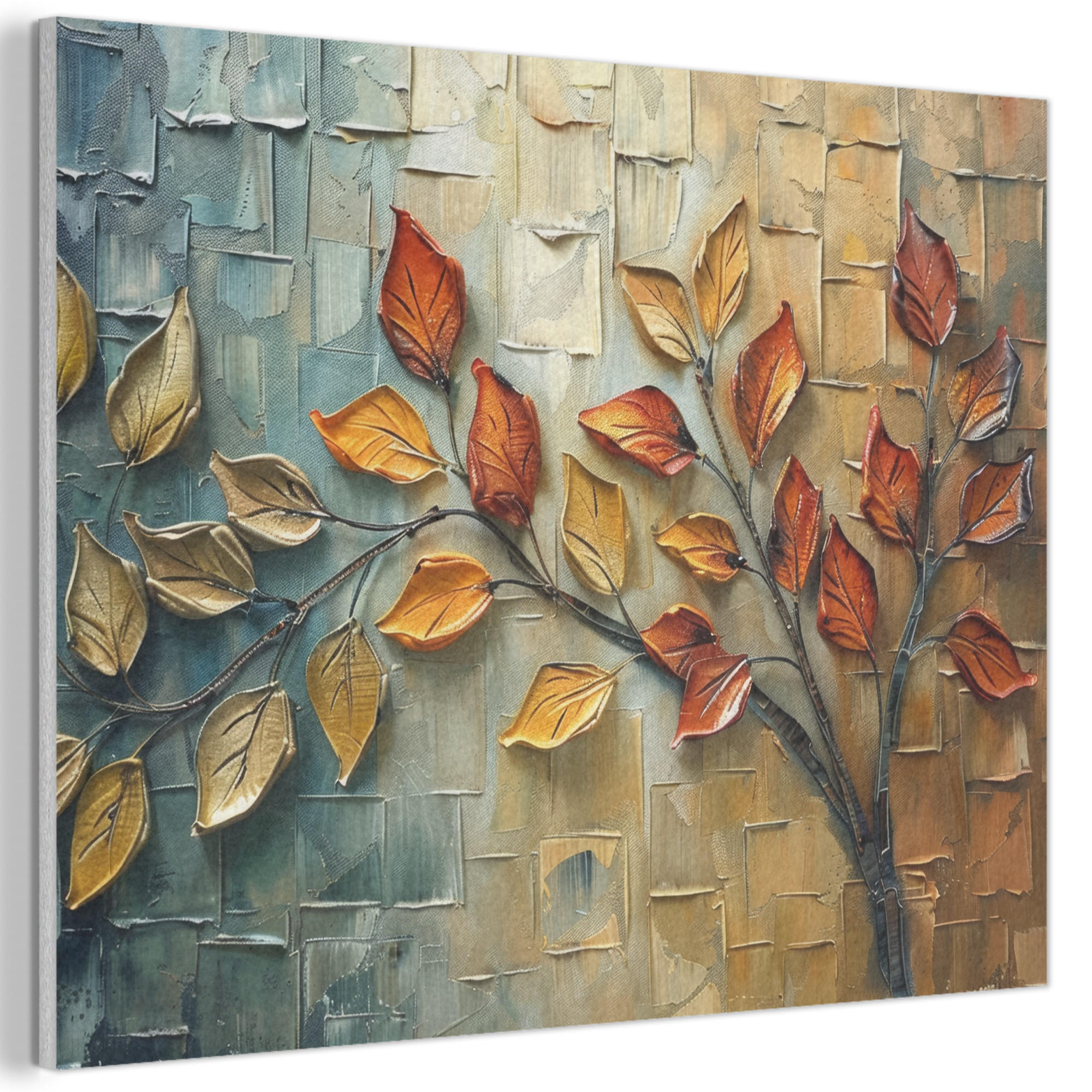 AKUSTIKBILD Baum - Abstrakt - Natur - Kunst Gemälde 80x60 cm - Goldfarben, Kunststoff (80/60/0.9cm) - MuchoWow