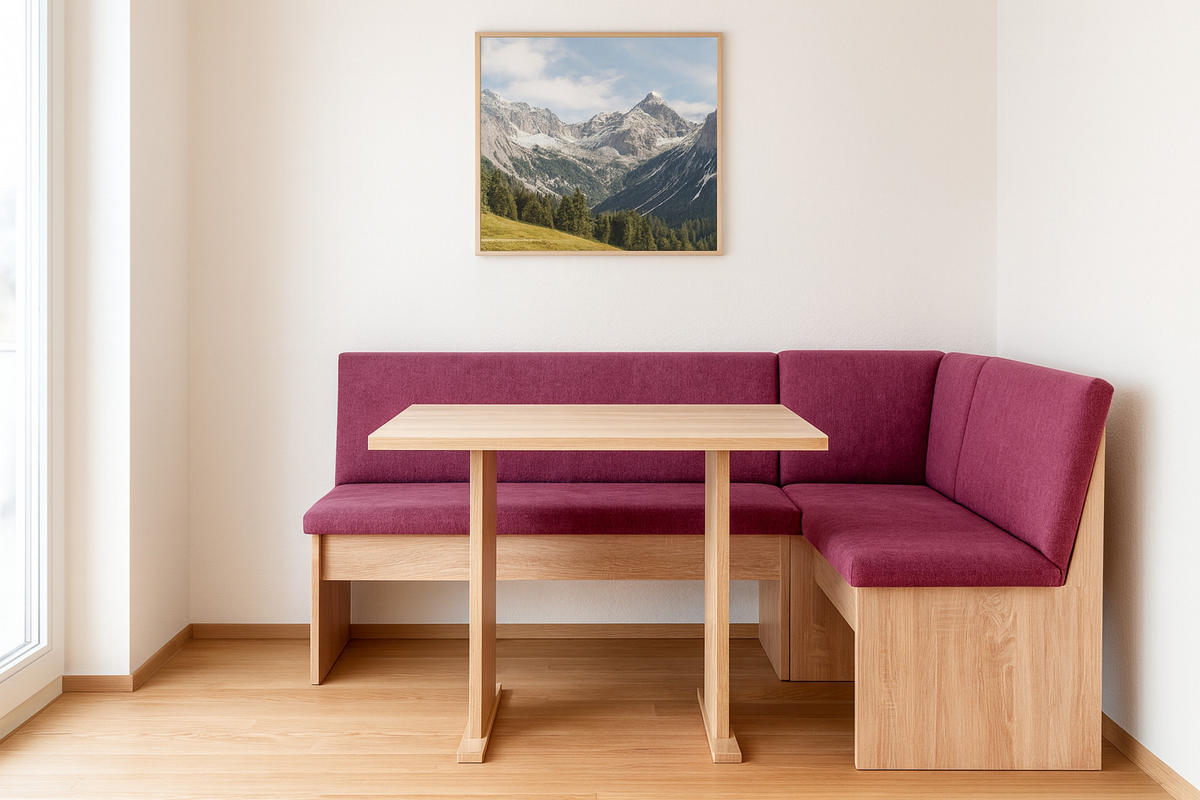 ECKBANKGRUPPE Die Vielseitige Tisch I - Eichefarben/Violett, Holzwerkstoff/Textil (145/86/185cm) - Kundler Home