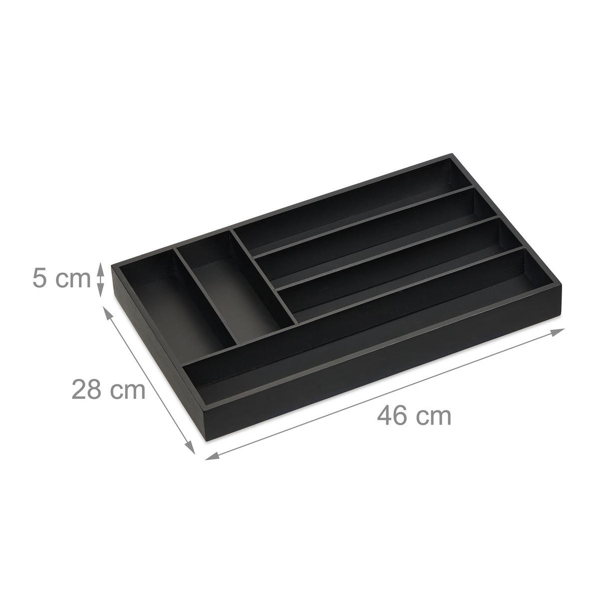 BESTECKKASTEN - Schwarz, Holz/Holzwerkstoff (46/5/28cm) - Relaxdays