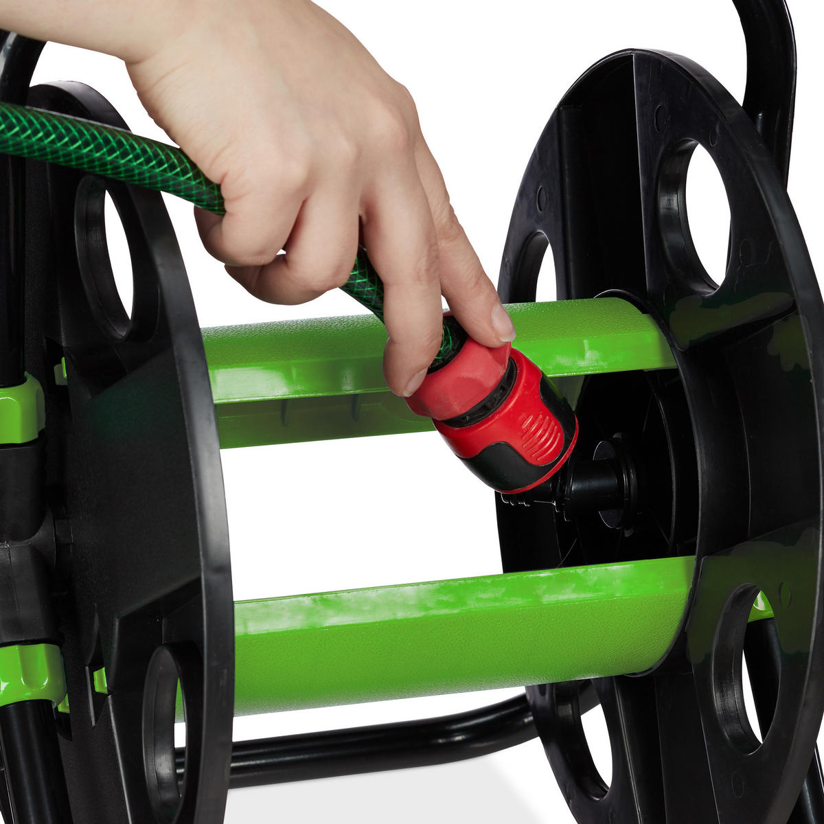 SCHLAUCHTROMMEL - Schwarz, Kunststoff/Metall (42/38/31cm) - Relaxdays