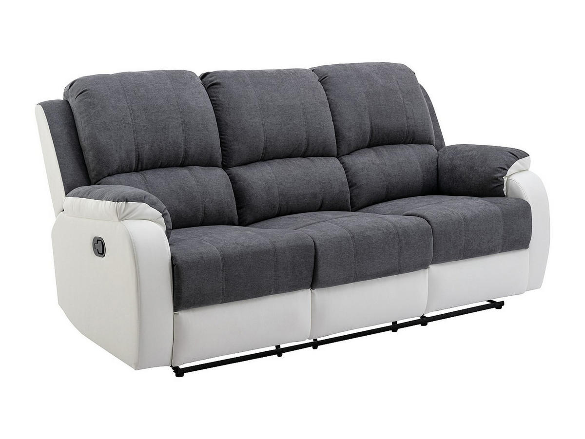 COUCHGARNITUR mit Sessel - 4 Personen - stoff - grau, weiß Brody - Weiß/Grau, Kunststoff/Textil (87/99/98cm) - Vente-Unique