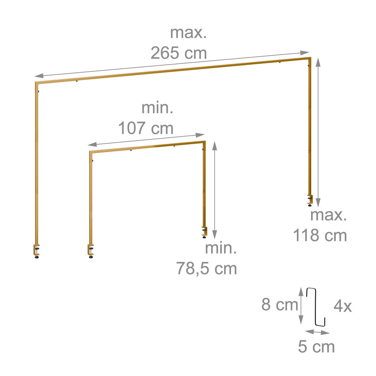 TISCHBOGEN - Goldfarben, Metall (265/118/4.5cm) - Relaxdays