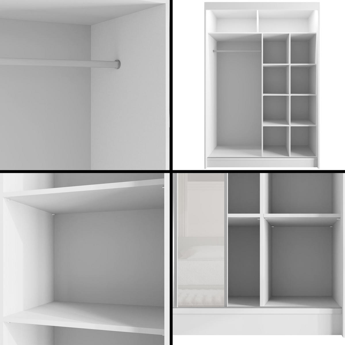 KLEIDERSCHRANK VESLI mit LED - 150 cm - Weiß - Weiß, Holzwerkstoff (150/215/61cm) - ALTDECOR