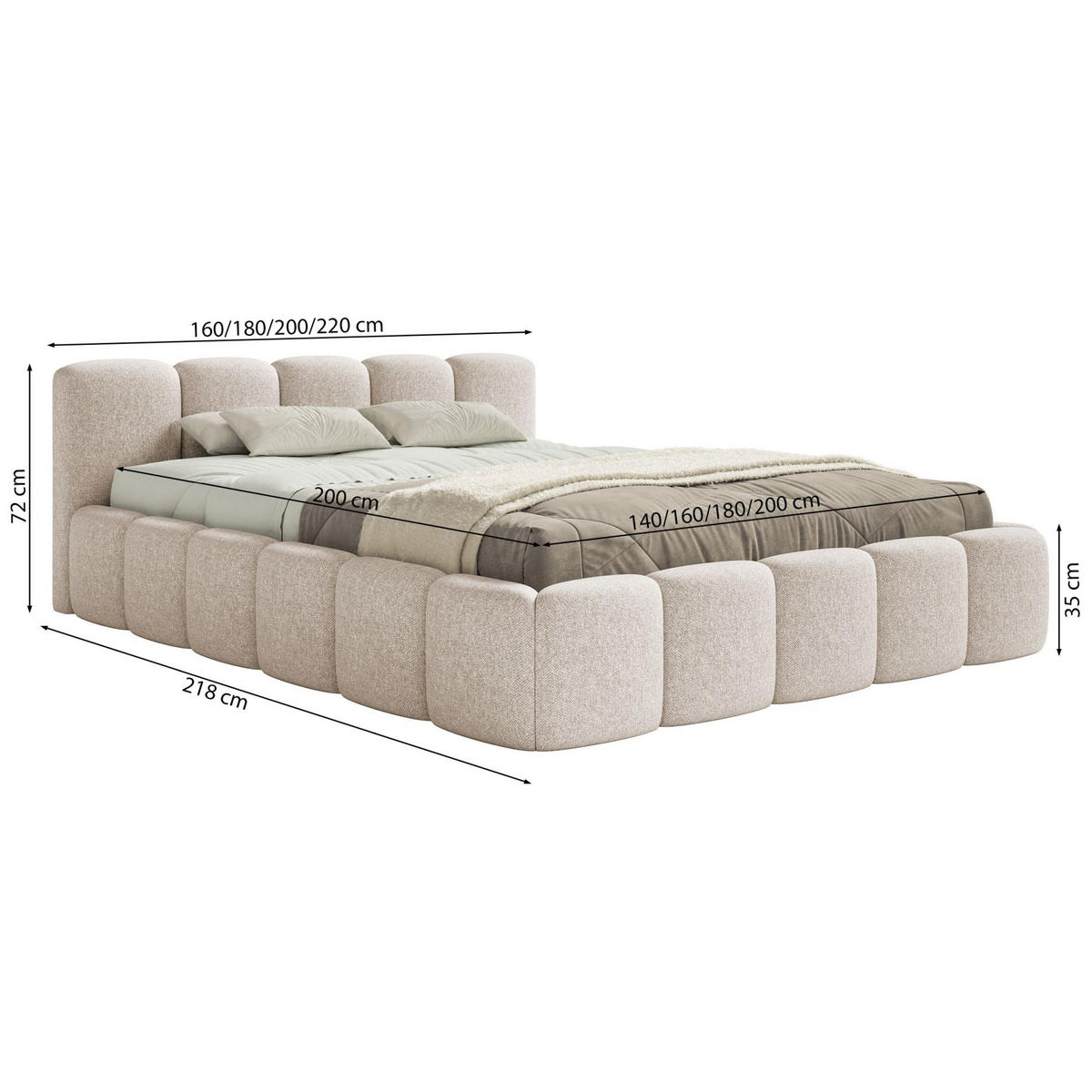 POLSTERBETT Cloudy Low Kupfer Chenillebezug 180x200 - Kupferfarben, Textil (180/200cm) - Selsey